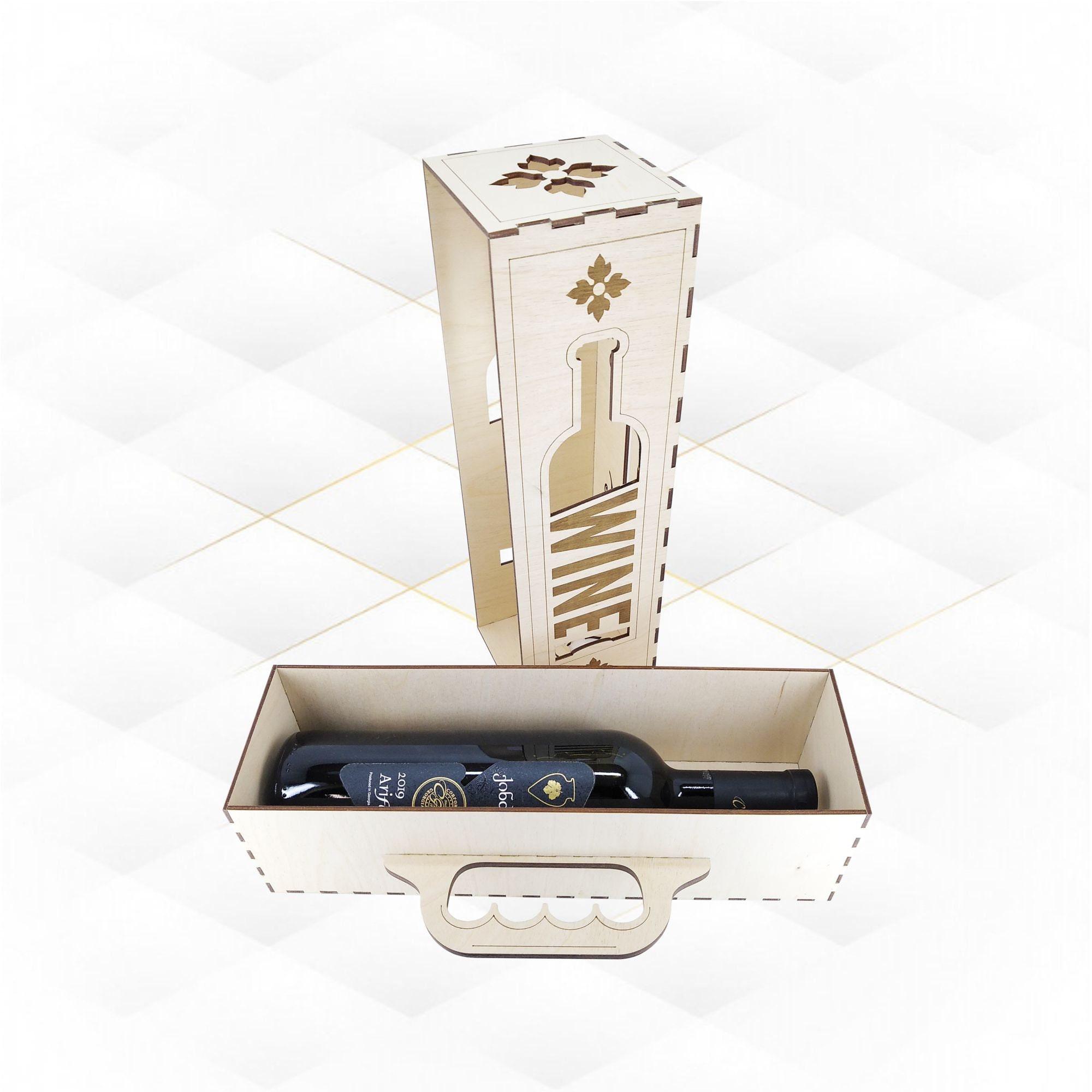 Wine Box Holder Svg Dxf Files for Laser Cut. Laser Design Etsy Australia