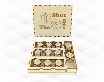 Gift Game Shut The Box Laser Cut Template, Dice Games Design, SVG DXF Cutting Model
