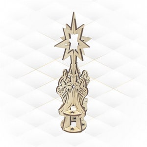 Christmas Tree Topper, laser cut  design, svg dxf files. Christmas decoration, laser cutting template. Christmas star, xmas pattern.