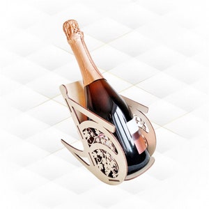Wine holder chair silhouette, svg dxf kitchen design for laser cutting. Pattern for laser cut. Birthday gift, handmade greeting boxes.