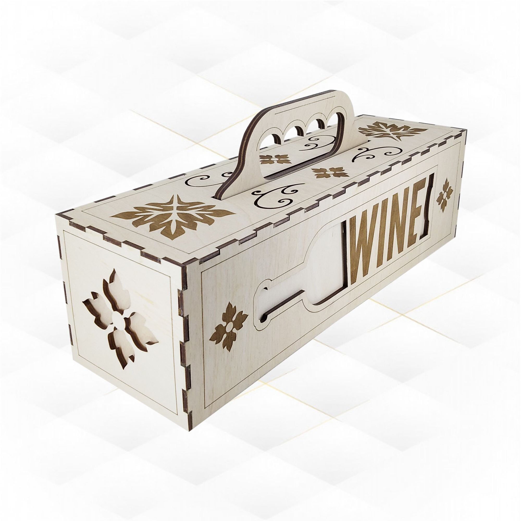 Wine Box Holder Svg Dxf Files for Laser Cut. Laser Design Etsy Australia