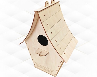 Bird House Laser Cut Template, SVG DXF Pattern, DIY Garden Houses, Laser Cutting Model