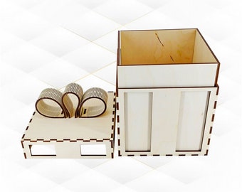 Jewelry box svg dxf design laser cut. Gift box laser cutting drawing.