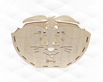 Modèle découpé au Laser de panier de lapin de Pâques, conception de découpe laser de vecteur DXF de SVG