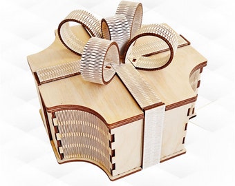 Gift Box Bow Laser Cut Design, SVG DXF Vector Template, Laser Cutting Greeting Boxes