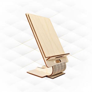 Gift stand holder for mobile, laser cut pattern, desk organizer. Svg dxf file, laser cutting design, greeting decor. Office gift, cut model.
