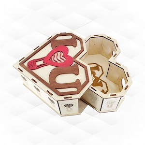 Gift Box Heart Laser Cut Template, SVG DXF Design, Laser Cutting Vector Model