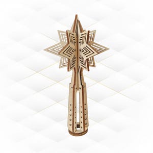 Gift Christmas Tree Topper, laser cut vector design. Laser cutting template, christmas greeting, laser machines file. Xmas pattern topper.