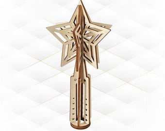 Estrella para la punta del árbol de Navidad cortada a láser (plantilla SVG/DXF)