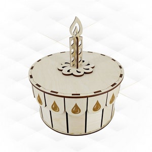 Gift box Birthday day, svg dxf files, pattern laser cut. Box Birthday gift, design laser cutting. Handmade boxes, holiday greeting decor.