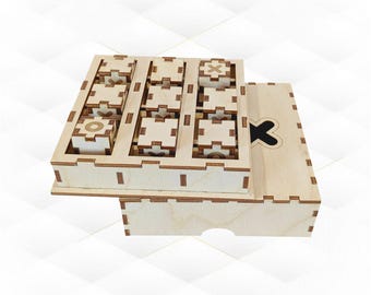 Pocket Game Noughts Crosses Laser Cut Design, SVG DXF Laser Cutting Vector Template