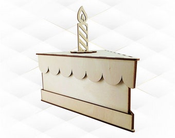 Caja de regalo pastel Cumpleaños svg dxf diseño corte láser. Caja regalo de cumpleaños, patrón corte láser.