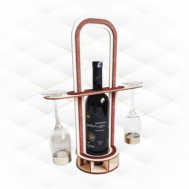 Wine Box Holder for Two Design for Laser Cut. Wine Glasses Etsy