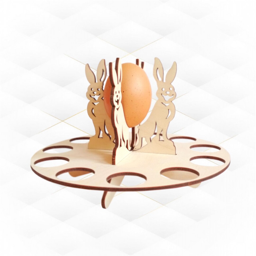 Easter Bunny Egg Holder Laser Cut Design, SVG DXF Laser Cutting Vector ...