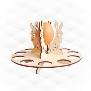 Osterhasen-Eierhalter, 3D-Puzzle, Lasercut-Design. Ostern-Küchendekor, Schnittmodell, Eierhalter. Hase Silhouette, svg Datei.