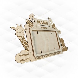 Picture Frame Baby, 4x6 photo holder design for laser cutting. Ready use laser cut pattern, svg dxf files. Baby pattern, picture holder.