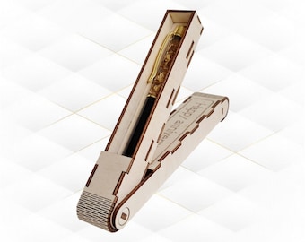 Estuche para bolígrafos, diseño cortado a láser, modelo SVG DXF de portalápices, plantilla de corte láser