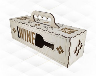 Wine box holder svg dxf files for laser cut. Laser design, engraving laser.