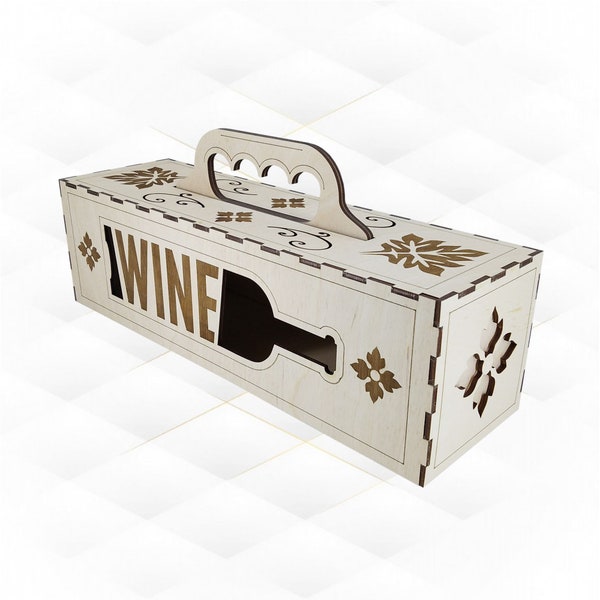 Wine box holder svg dxf files for laser cut. Laser design, engraving laser.