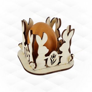 Paaseihouder, svg dxf-bestanden, patroon lasergesneden. Paashaasdecor, lasersnijontwerp, keukentafeldecoraties. Houder konijntje