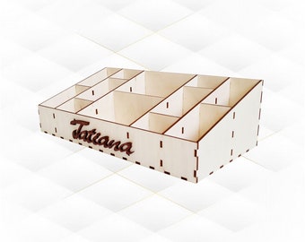Gift Box Organizer Makeup Laser Cut Design, SVG DXF Vector Template, Desk Display