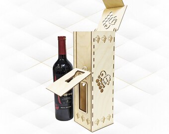 Wine Box Laser Cut Template, SVG DXF Design, Bottle Holder Laser Cutting Project