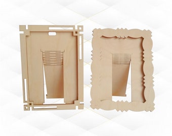 Fotorahmen Laser Cut Vorlage, SVG DXF Design Bildhalter, Zwei Laserschnittmodell