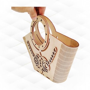 Dekorative Geschenktüte 20x20cm, svg dxf Dateien, Laserschnitt Modell. Vektor design, Handtasche für Schneidelaser. Geschenkschachteln, Tischdekoration, Weihnachtsgruß.