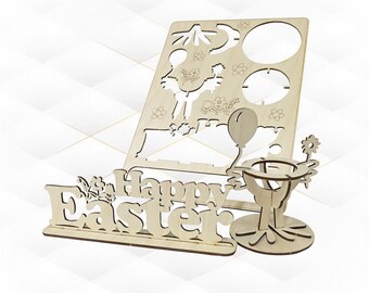 Osterkarte Laser Cut Vorlage, Ei Blumen Halter, Grußkarten Laser Cut Modell