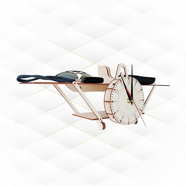 Clocks shelf Airplane, design for laser cutting. Model laser cut.