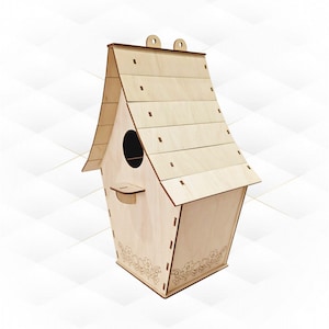 Gift bird house, garden decor, laser cutting design. Garden houses, pattern cutting, laser cut template. Svg dxf cut model, garden decor.