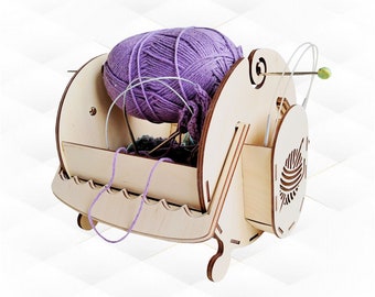 Gift basket for knitting, svg dxf files, design laser cutting. Yarn basket, cut model, handmade gift. Gift for her, gift for mom, cut model.