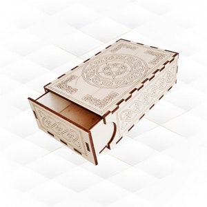 Gift Tarot box with pattern, design for laser cutting. SVG DXF template laser cut.