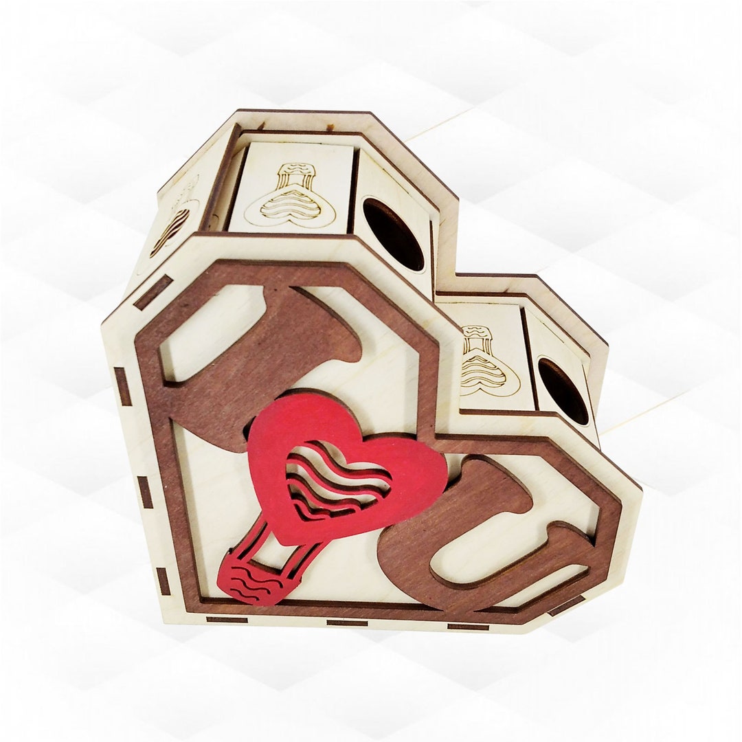 Gift Box Heart Laser Cut Template, SVG DXF Design, Laser Cutting Vector ...