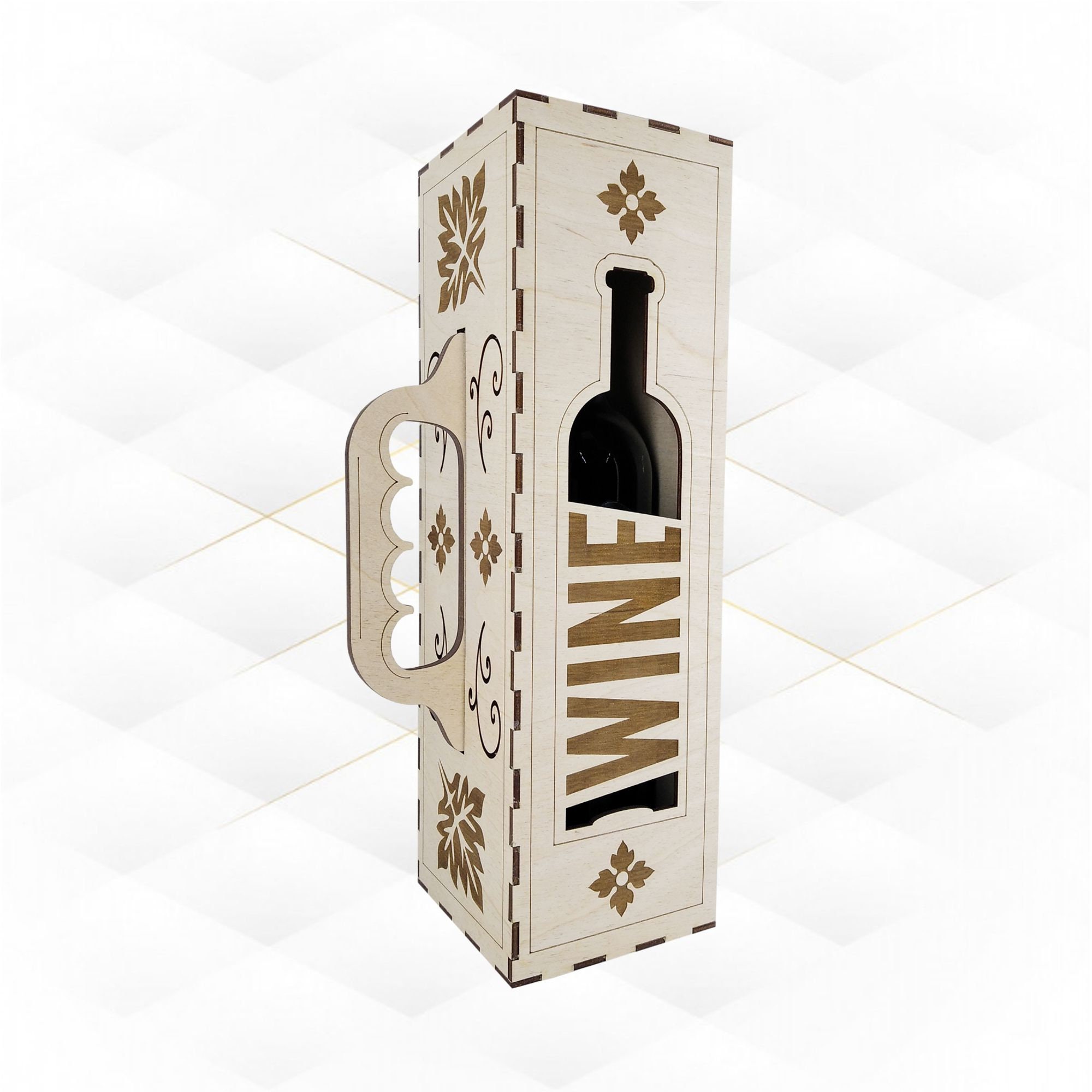 Wine Box Holder Svg Dxf Files for Laser Cut. Laser Design Etsy Australia