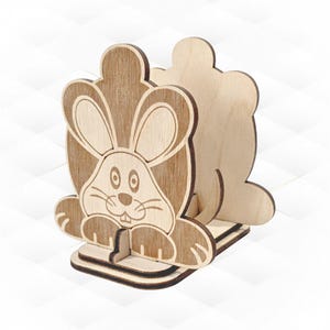 Easter Bunny, egg stand holder, laser cut design. Easter gift and decor, svg dxf files, kitchen decor. Laser cutting model, Easter greeting.