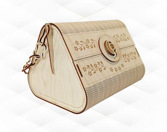 Gift Bag Clutch with Chain Laser Cut Template, SVG DXF Vector Model, Cutting Design