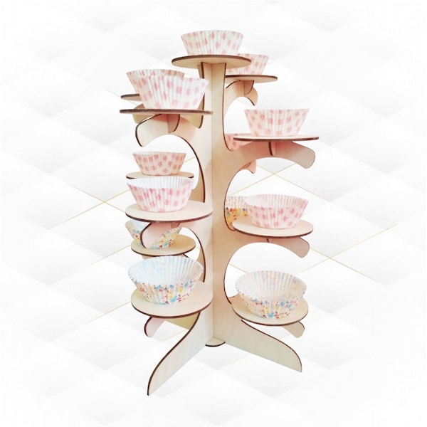 Cupcake stand tree, ready yse laser cut design. Cutting svg dxf files.