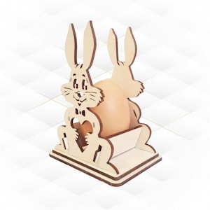 Porte-oeufs lapin de Pâques, puzzles 3D, découpe laser. Motif découpé au laser, silhouette de lapin, décoration de cuisine pour les fêtes.