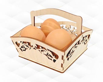Easter Basket Eggs Laser Cut Design, SVG DXF Template Egg Holder, Laser Cutting Model