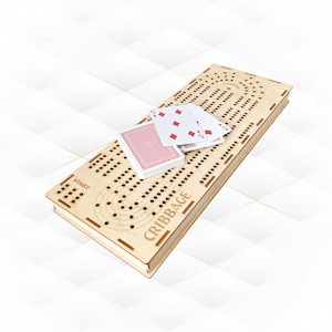 Gift cribbage set, game board, laser cut model. Svg dxf template, cards table game. Laser cutting pattern, cribbage design, desktop games.