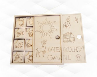 Memory Game Laser Cut Template, Pocket Logic Games, Laser Cutting SVG DXF Project