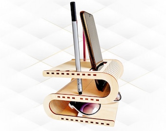Gift Desk Organizer Laser Cut Design, SVG DXF Laser Cutting Template, Display Holder