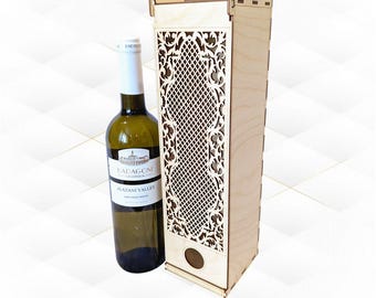 Gift Wine Box Laser Cut Template, SVG DXF Design, Bottle Holder Laser Cutting Model
