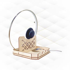 Plantilla de corte láser para soporte de tapa de sartén, expositor de cocina, diseño de corte láser SVG DXF