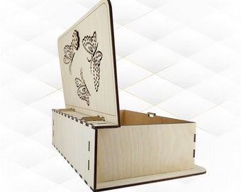 Gift Box Butterfly Laser Cut Template, SVG DXF Vector Laser Cutting Design