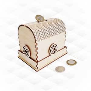 Gift piggy bank, coin box, svg dxf files. Laser cut design, laser cutting pattern, table decor. birthday gift, greeting boxes, cut model.