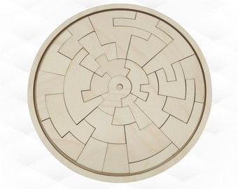 Round Puzzle Game Laser Cut Design, Logic Games, SVG DXF Laser Cutting Vector Template