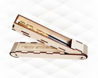 Pen Box Case Laser Cut Design, Pencil Holder SVG DXF Model, Laser Cutting Template