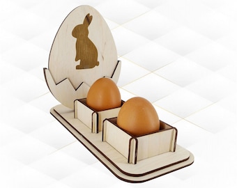 Easter bunny egg holder svg dxf files for laser cutting. Eggs stand decor, design for laser cut.